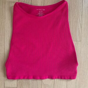 Free People Intimately Stretch Waffle Knit High Neck Tank Top Bright Pink